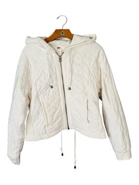 Free People Quilted Split Back Hooded Cotton Jacket Boho  S